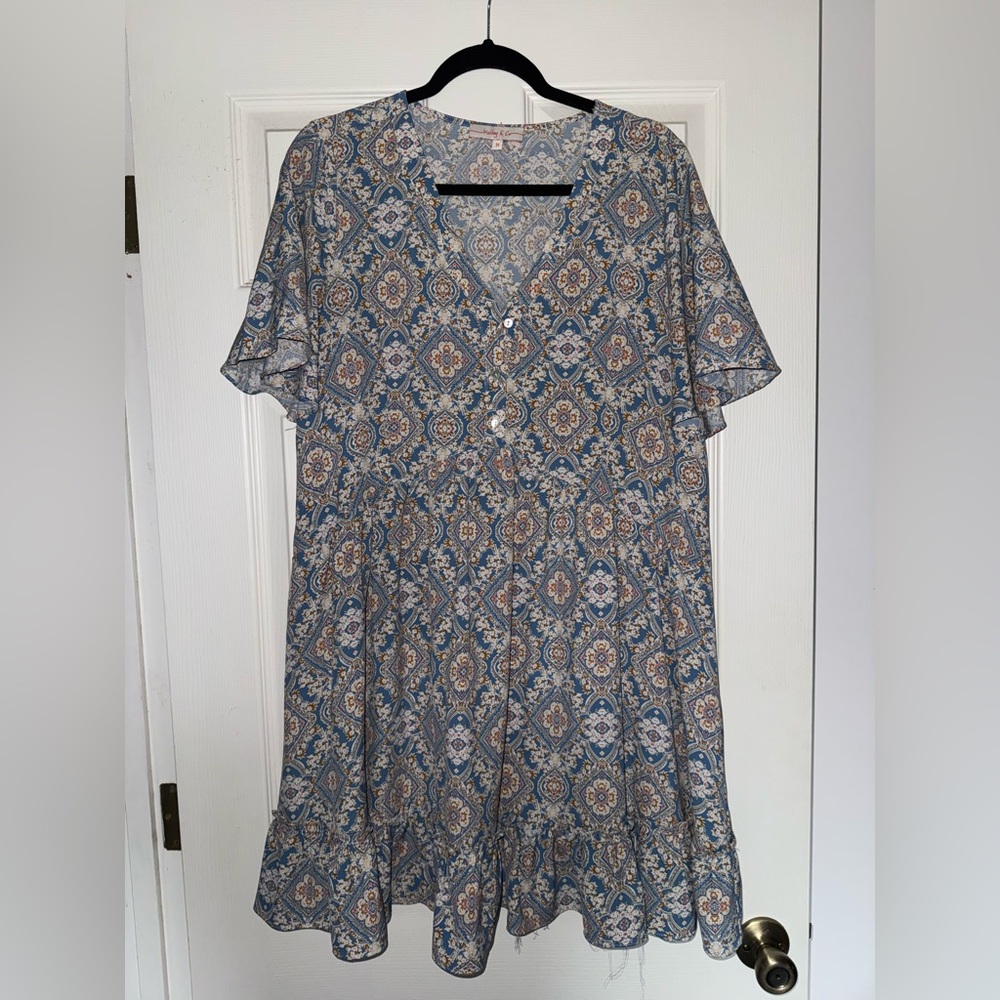 Boutique Floral Blue Mini Dress